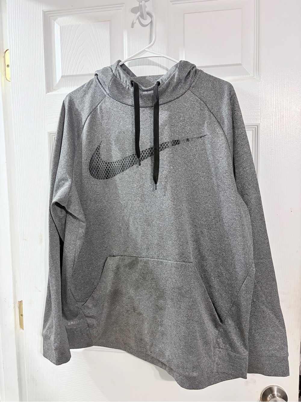 Nike Dri-FIT Men’s Gray Textured Swoosh Pullover Hoodie Large 844498-065